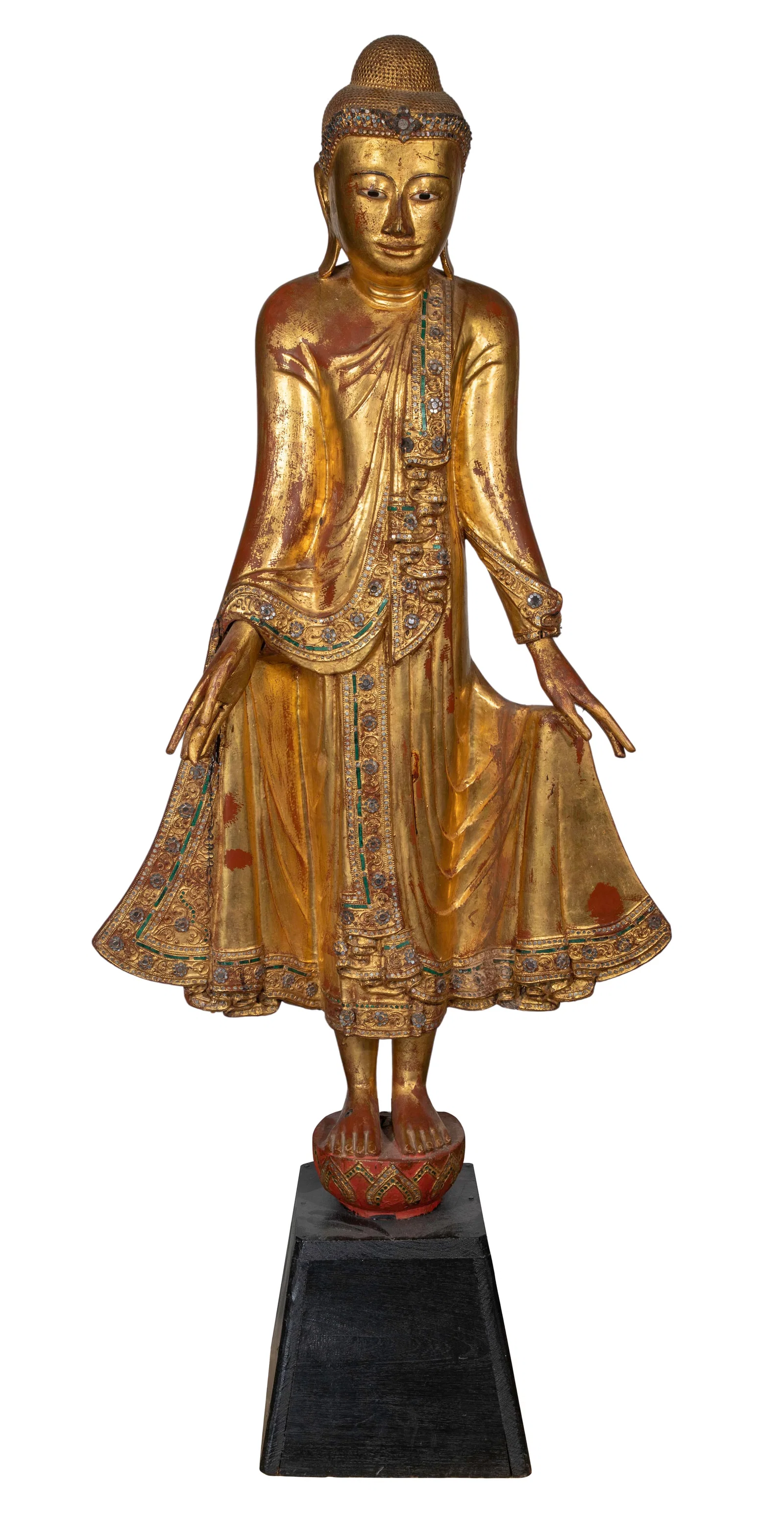 Burmese Gilt Wood Buddha Statue
