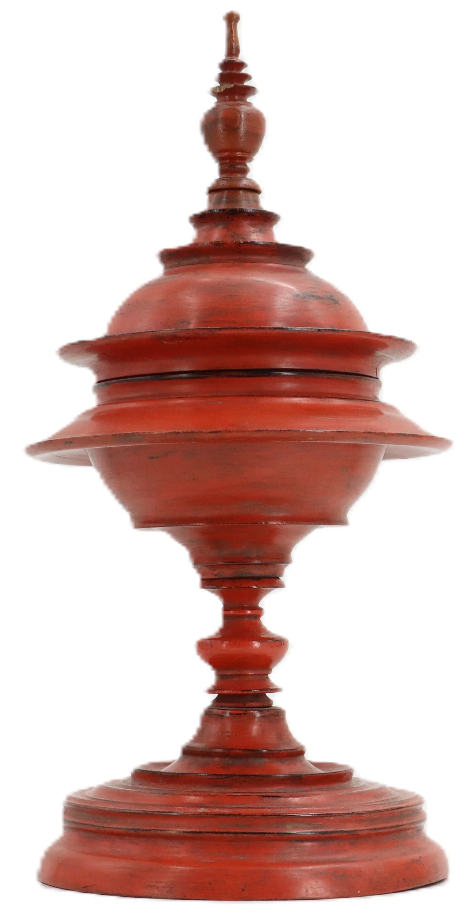 Burmese Hsun Ok Red Lacquered Offering Vessel - AS IS