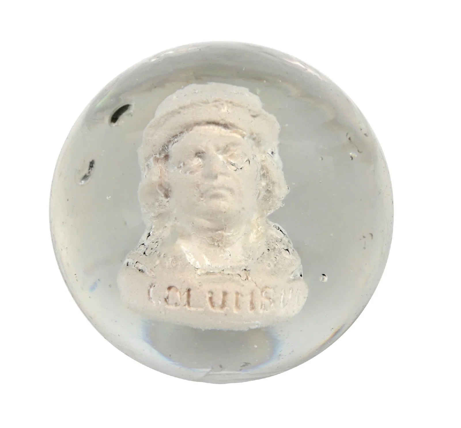 BUST OF CHRISTOPHER COLUMBUS SULPHIDE MARBLE