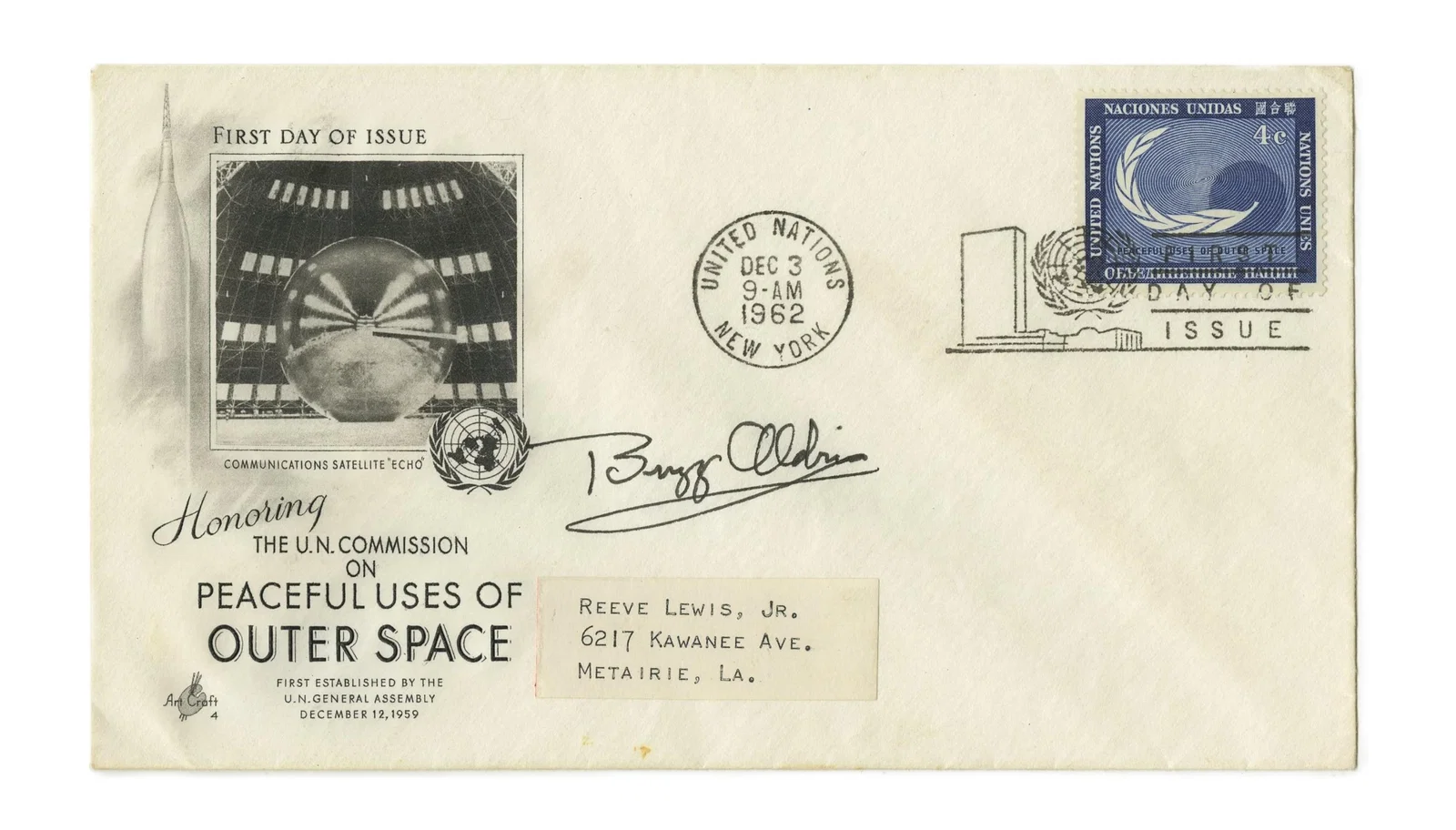 Buzz Aldrin Signed Envelope w/ Beckett LOA