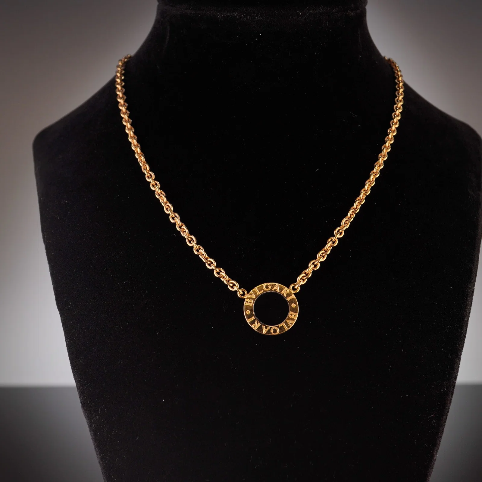 Bvlgari 18K Yellow Gold Black Onyx Pendant Necklace