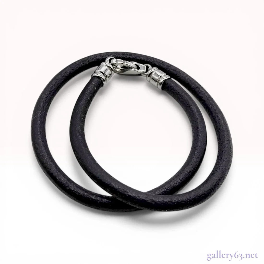 Bvlgari Black Leather Double Wrap Cord Bracelet
