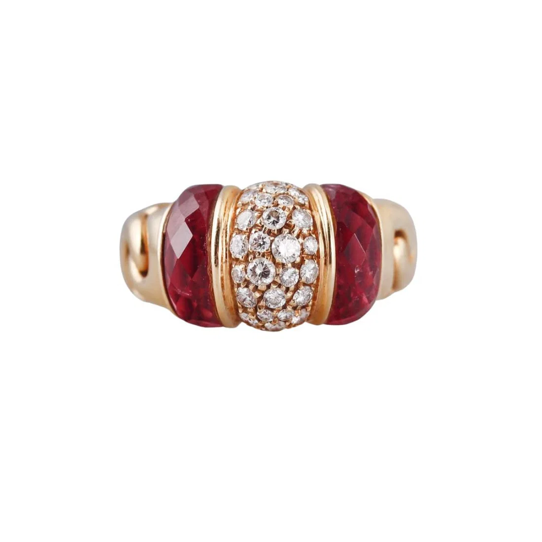 Bvlgari Bulgari Doppio Cuore Diamond Tourmaline Gold Ring