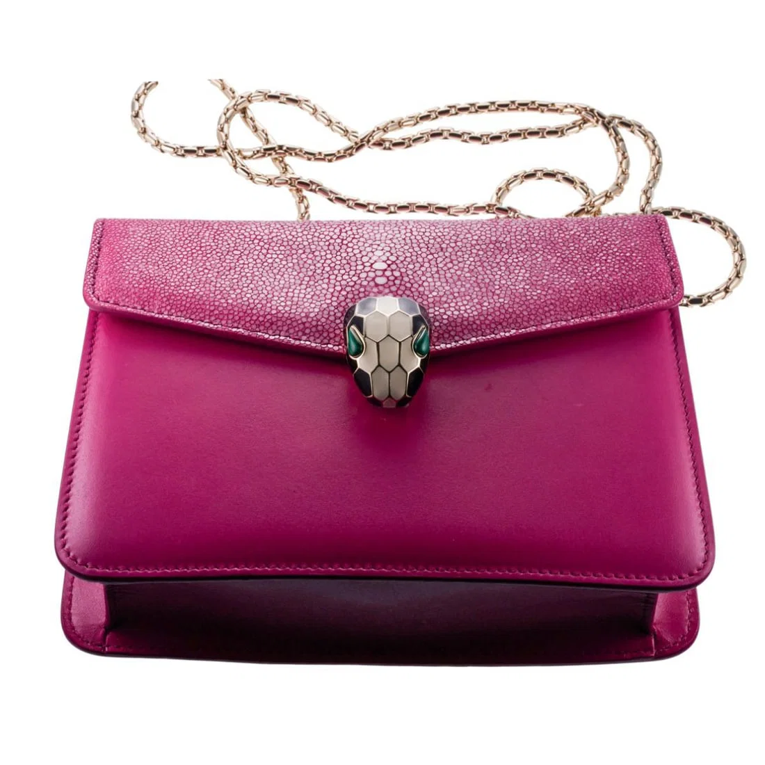 Bvlgari Bulgari Serpenti Fuchsia Leather Shoulder Bag