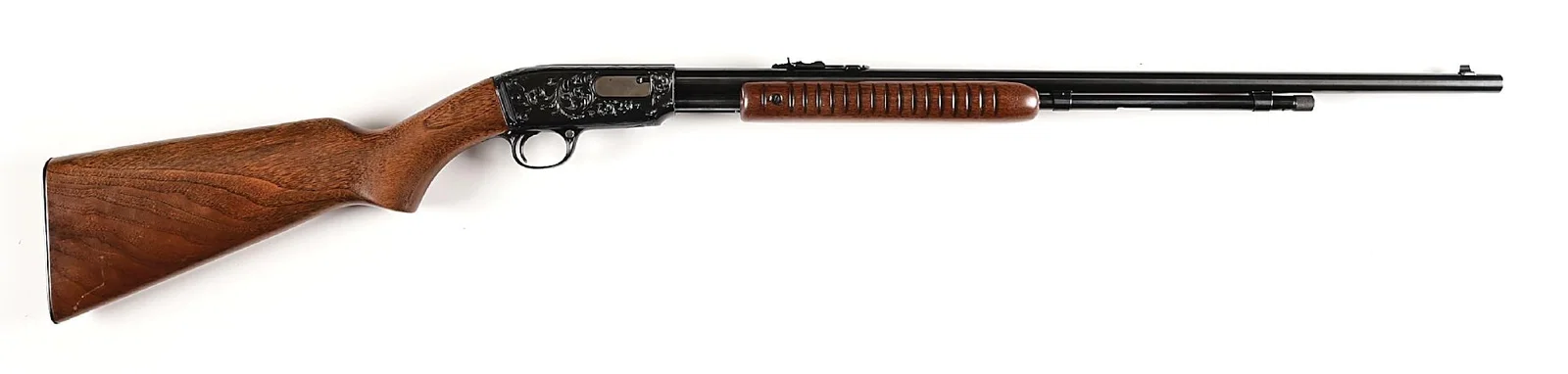 (C) BARNARD ENGRAVED WINCHESTER MODEL 61 .22 RF SLIDE ACTION RIFLE.