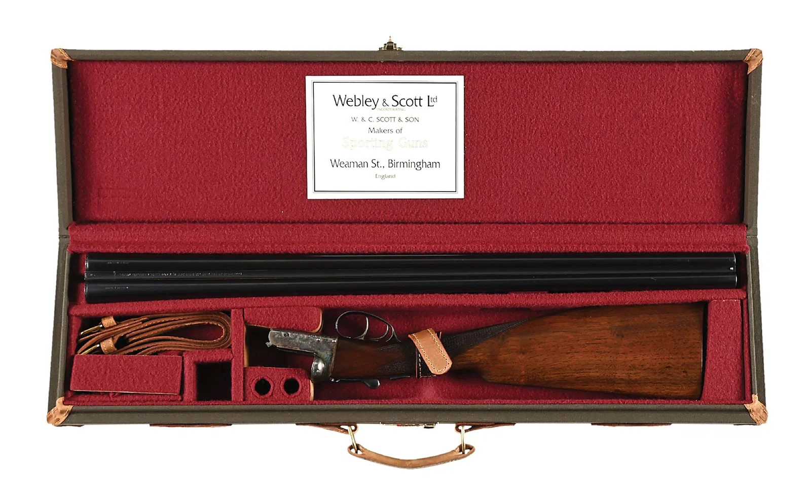 (C) CASED WEBLEY & SCOTT 700 12 GAUGE SIDE BY SIDE SHOTGUN.