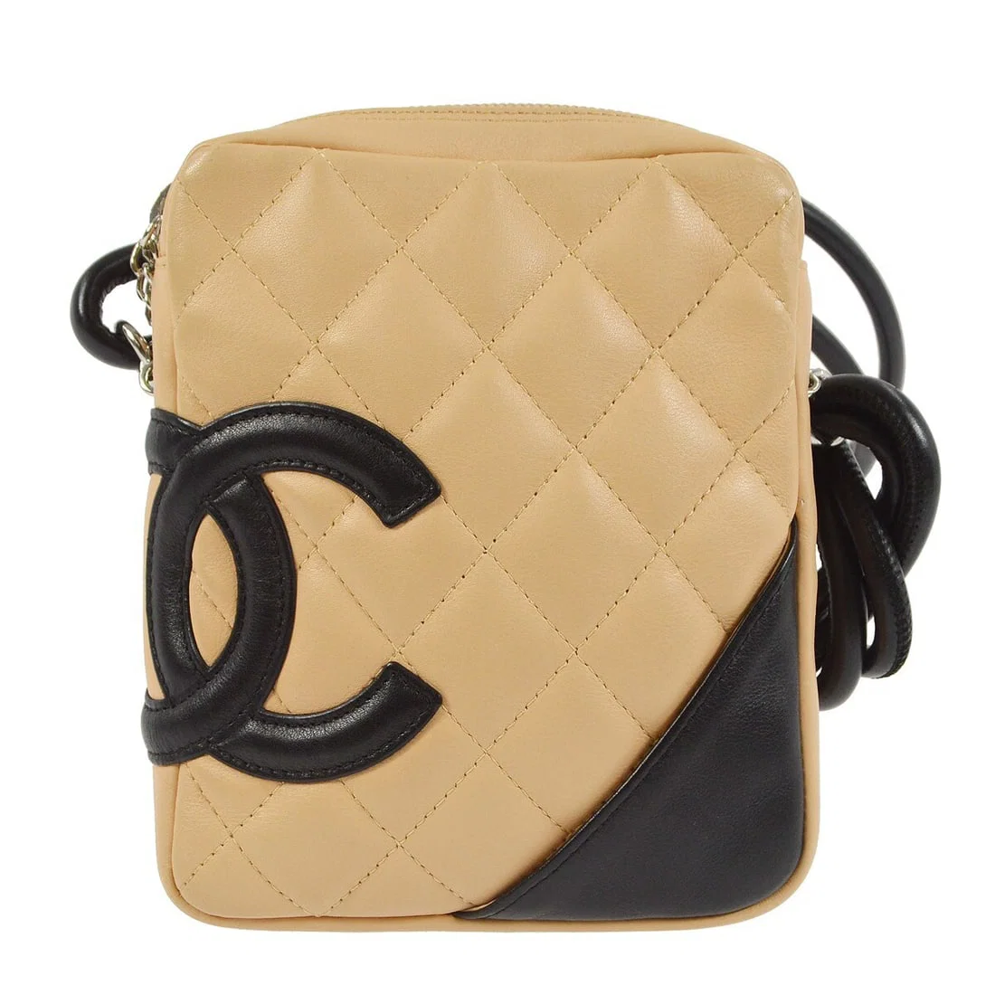 Cambon Ligne Small Beige Black Calfskin Crossbody by Chanel