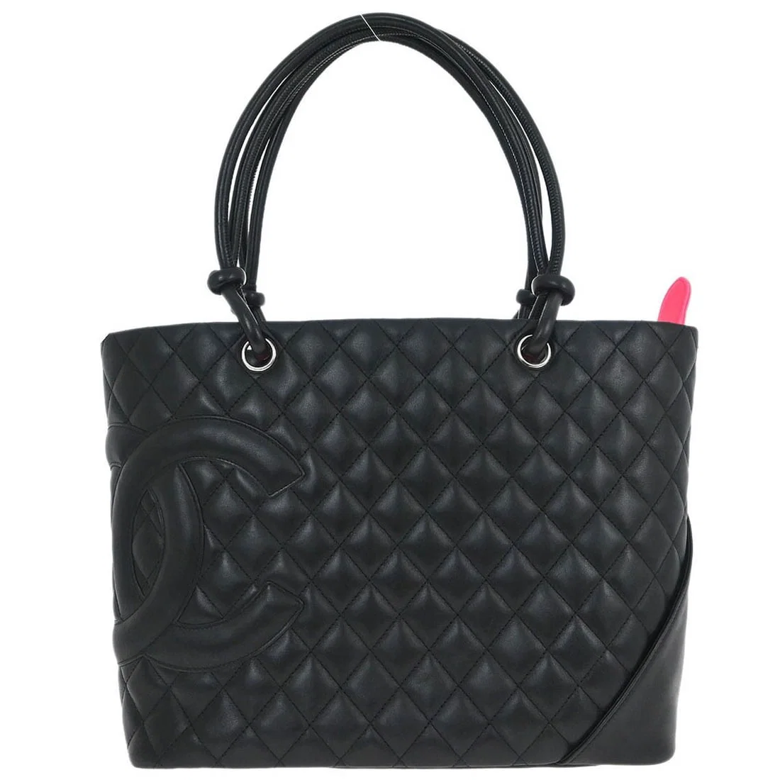 Cambon Ligne Tote Quilted Black Calfskin Leather Bag by Chanel