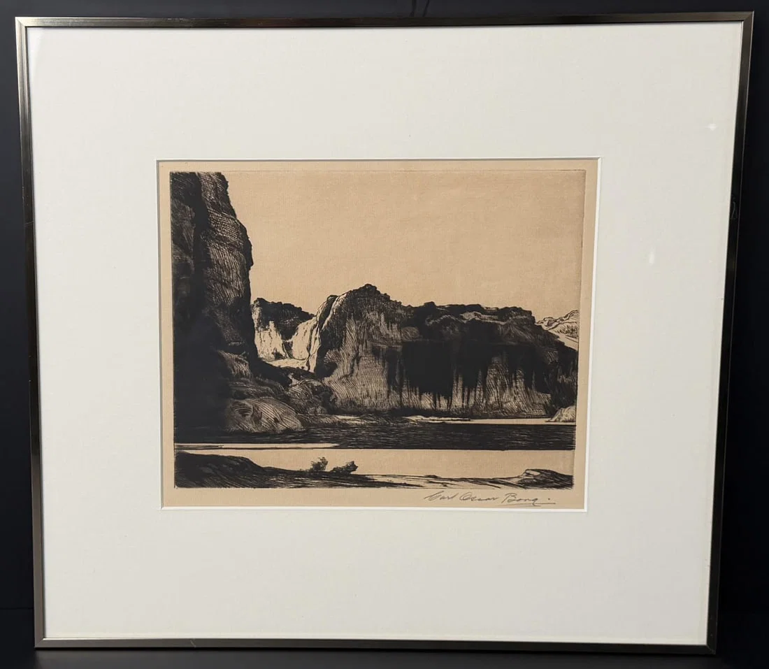Carl Oscar Borg Cliffs of Chelly Etching