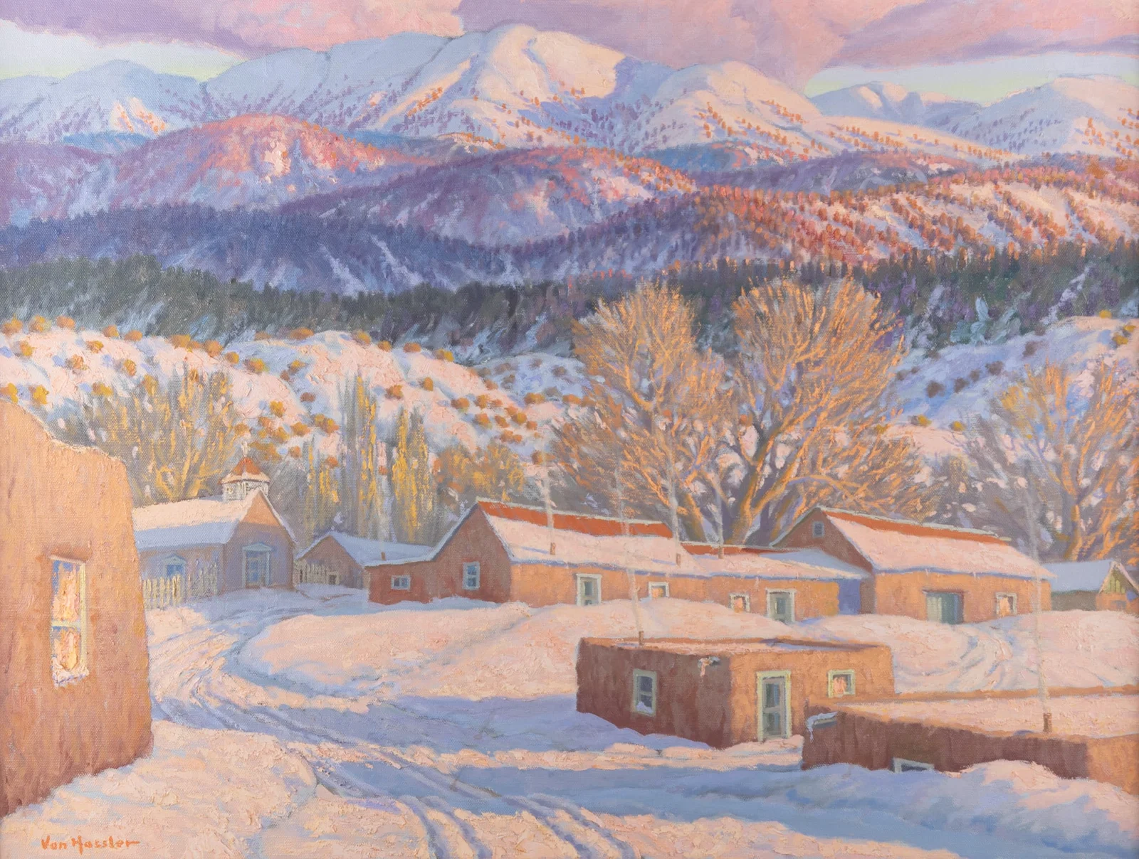Carl Von Hassler, Germany / New Mexico (1887-1969), Winter in the Foothills, oil on canvas