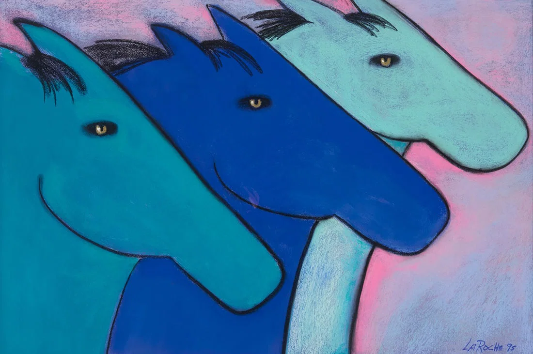 Carole LaRoche (b. 1939), "Blue Horses," 1995
