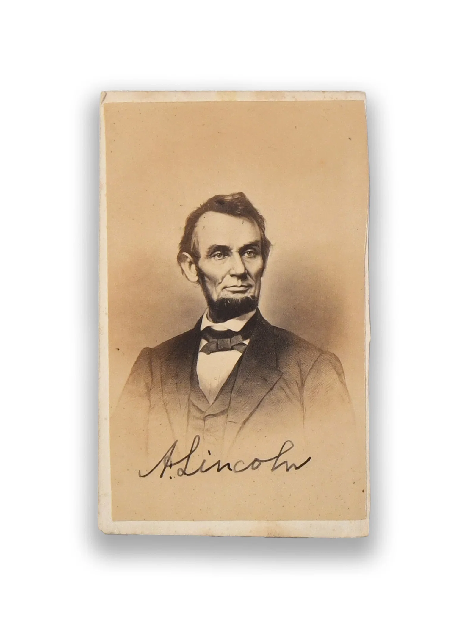 CARTE DE VISITE (CDV) PORTRAIT (ABRAHAM LINCOLN), BEARING SIGNATURE