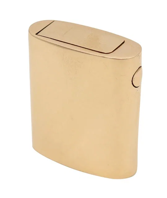 CARTIER 1950 Modernist Semi Automatic Petrol Lighter In Polished 14Kt Yellow Gold