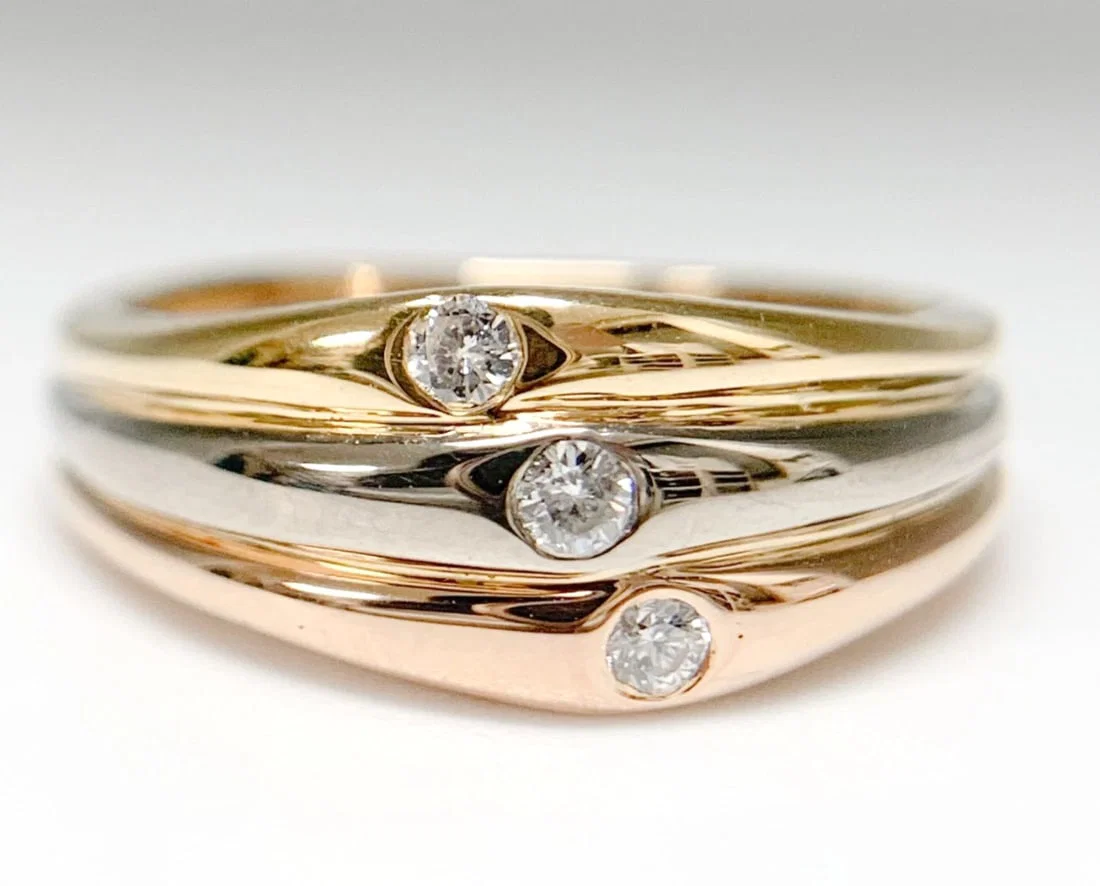 CARTIER DIAMOND THREE COLOR BAND RING