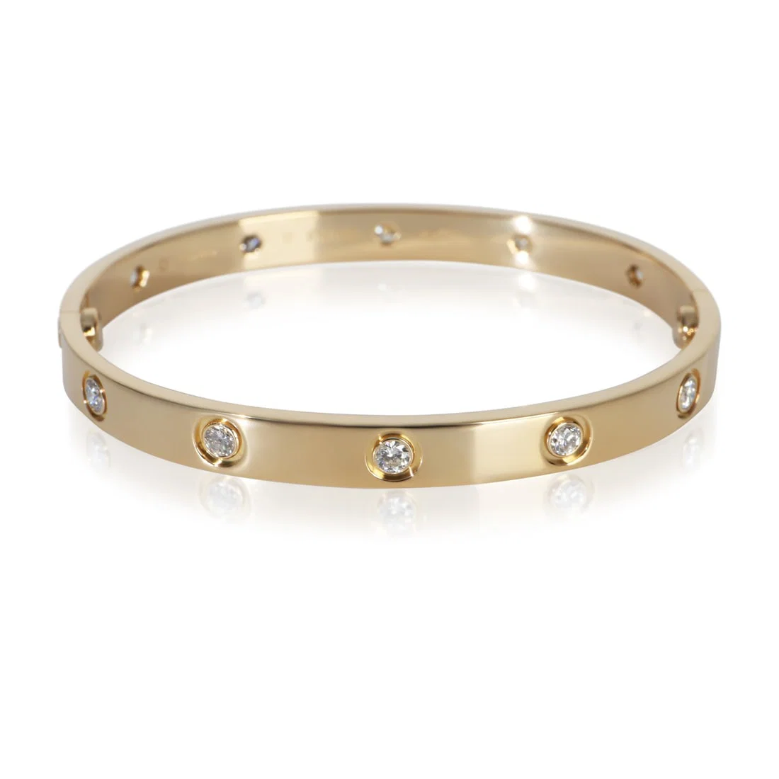 Cartier Love 18k Yellow Gold Diamond Bracelet with Box and Papers 17cm