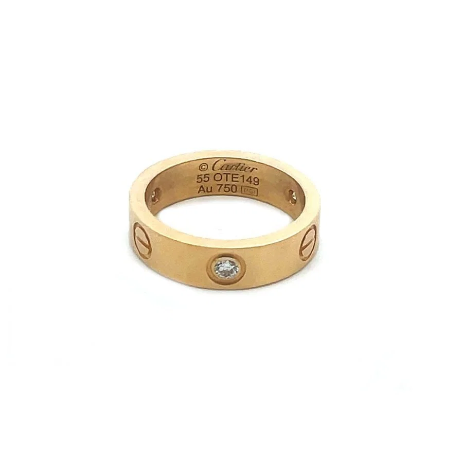 Cartier Love 3 Diamond Gold Ring 18k Yellow Screw Motif band Cert Pouch Size 55
