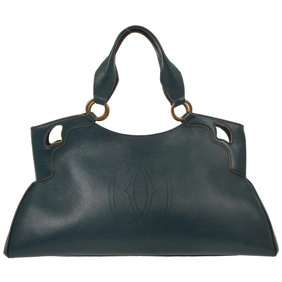 Cartier Marcello Green Leather Tote Bag 45cm Italian Designer Purse