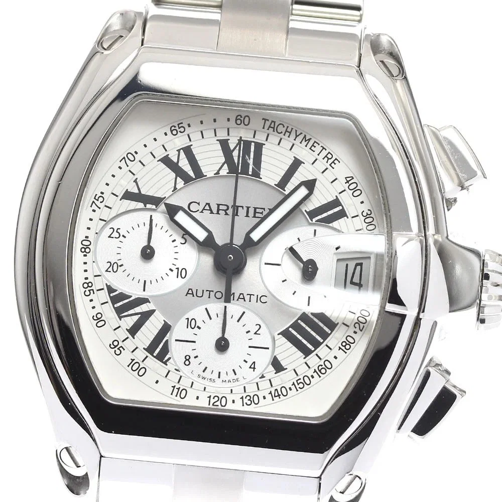 CARTIER ROADSTER XL DATE CHRONOGRAPH SILVER DIAL WRIST WATCH