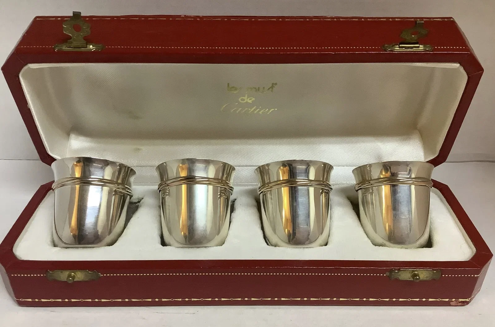 Cartier Sterling Silver Trinity Cup Set of 4 with Original Box