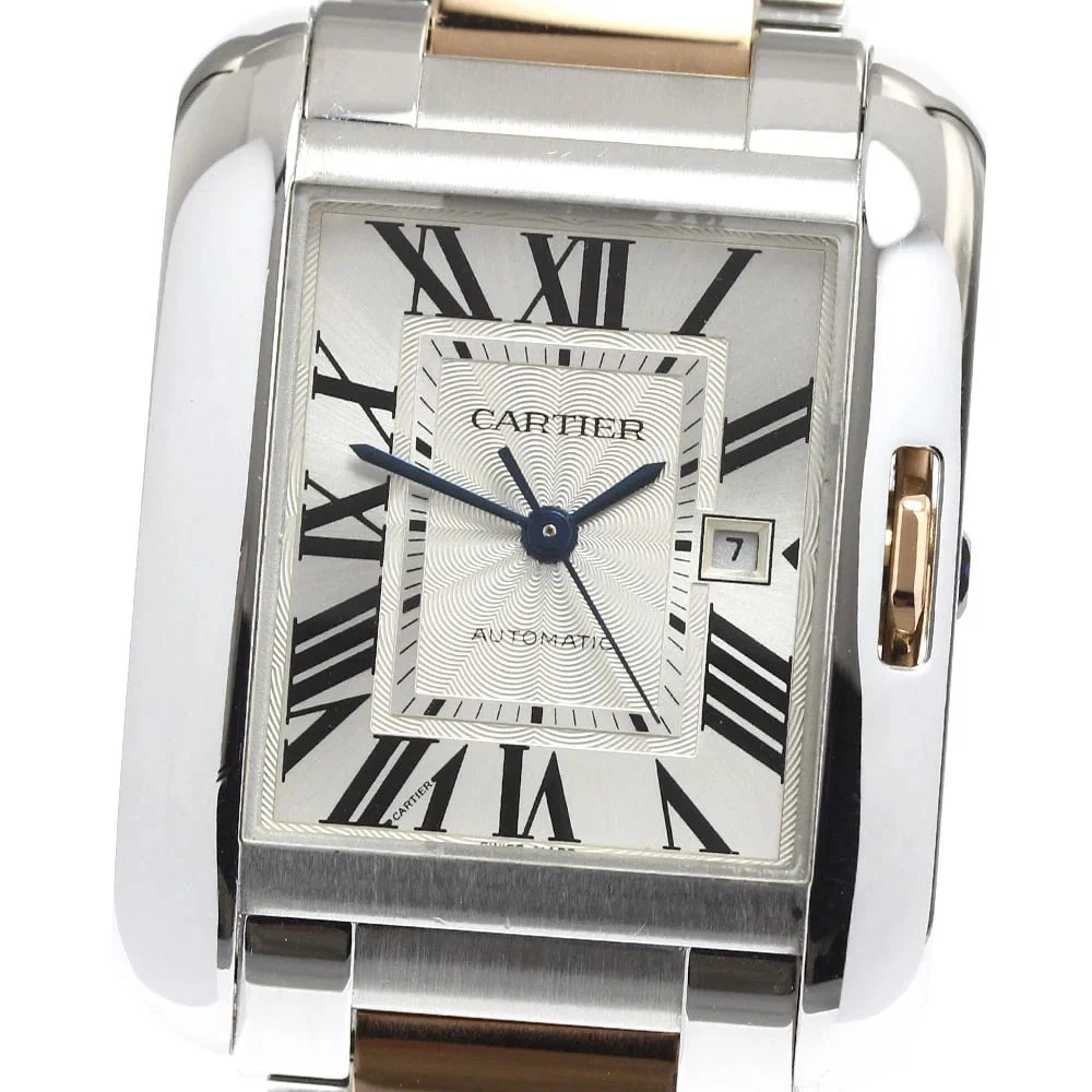 CARTIER TANK ANGLAISE LM TONE DATE AUTOMATIC WATCH