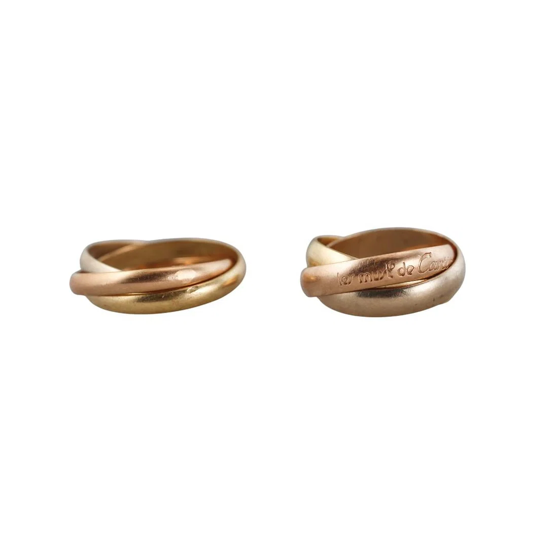 Cartier Trinity 18k Tri Color Gold Rolling Band Ring Lot of 2