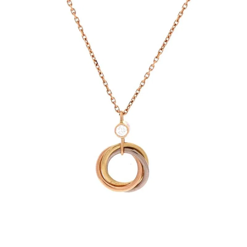 Cartier Trinity Pendant Necklace 18K Tricolor Gold with Diamond
