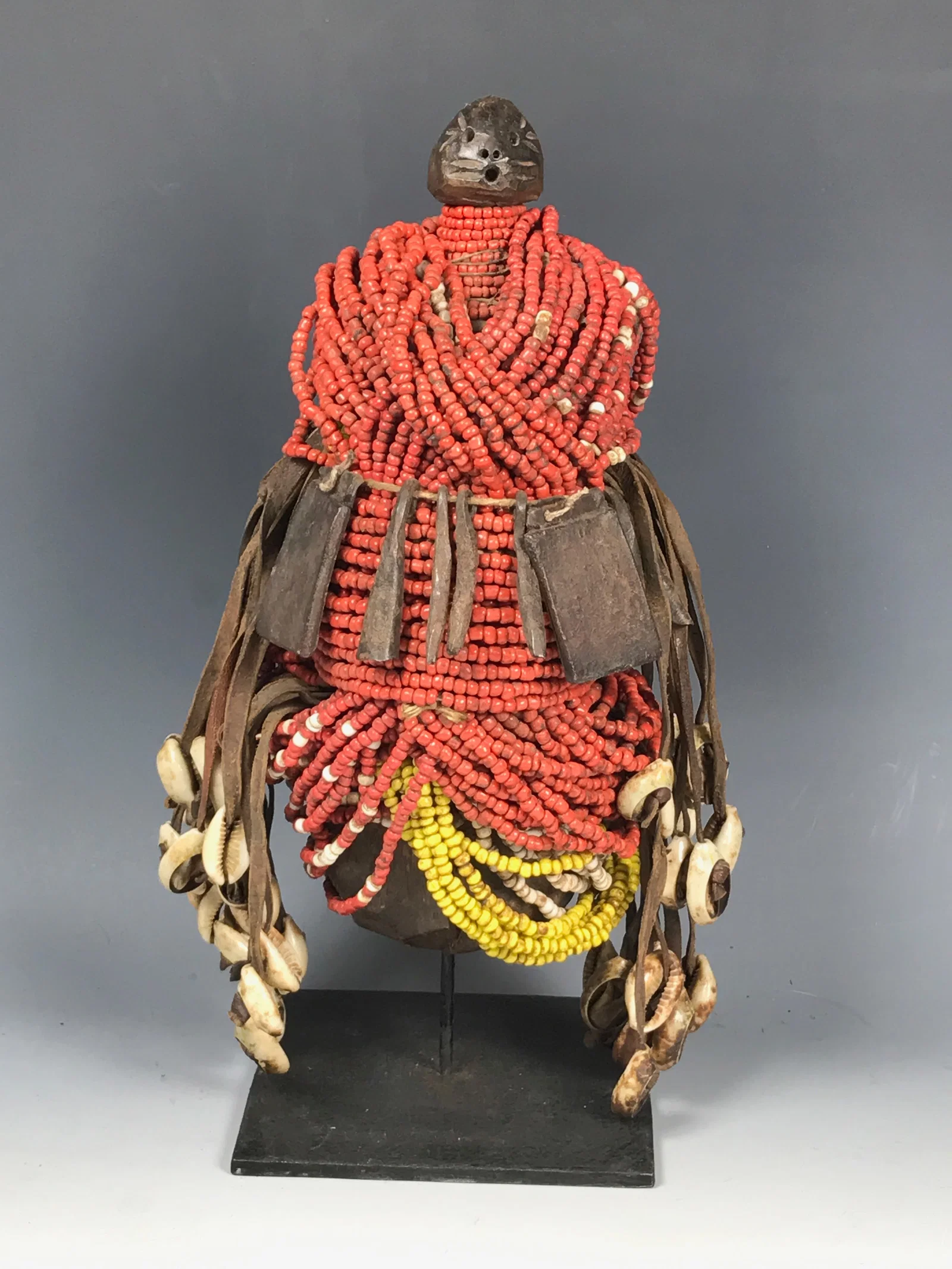 Carved Wood and Beaded Fertility Fali Doll