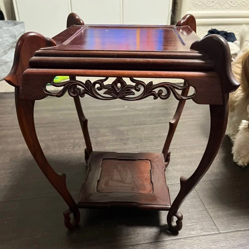 Carved Wood Double-Layer Table