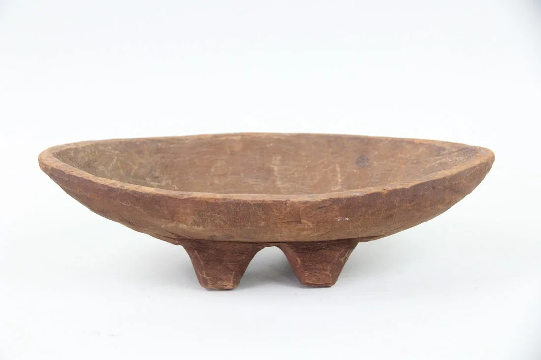 Carved Wood Footed Kumete Bowl