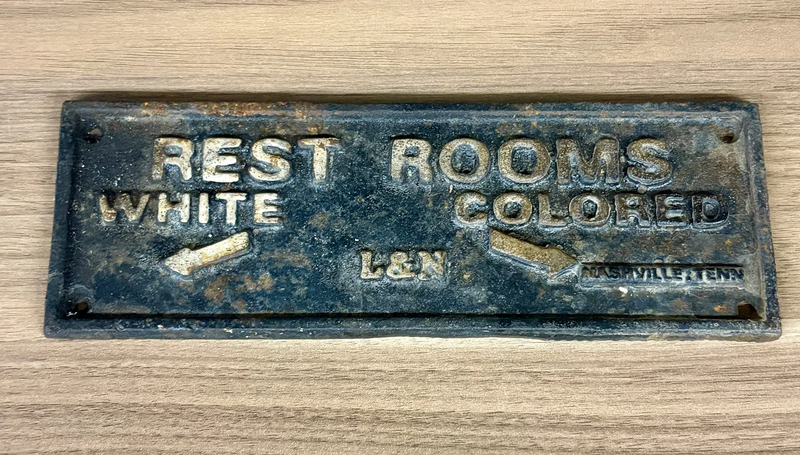 Cast Iron Historical Segregation Sign from the Louisville & Nashville (L&N) Railroad, used during
