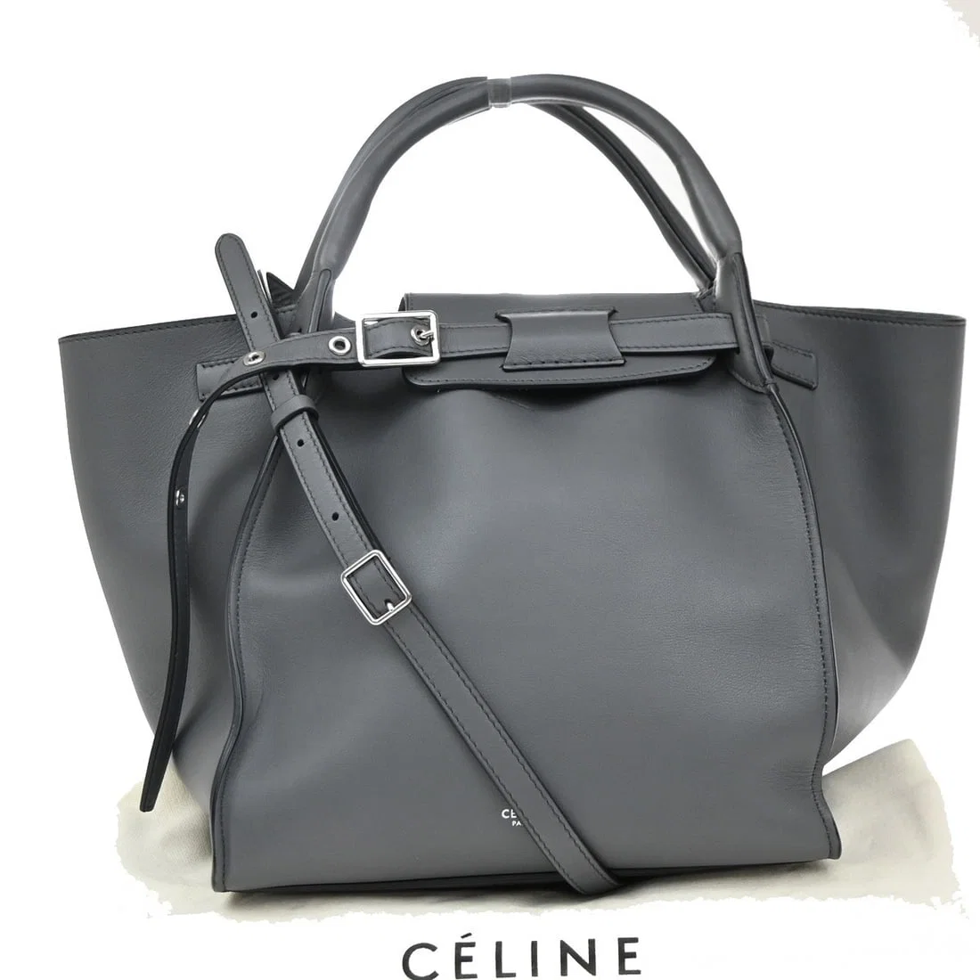 Celine Big Bag Gray Smooth Leather Handbag 24cm x 26cm x 22cm