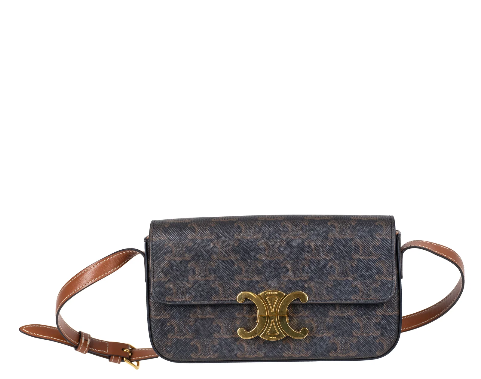 Céline - Celine Triomphe Shoulder Bag in Monogram Canvas and Leather