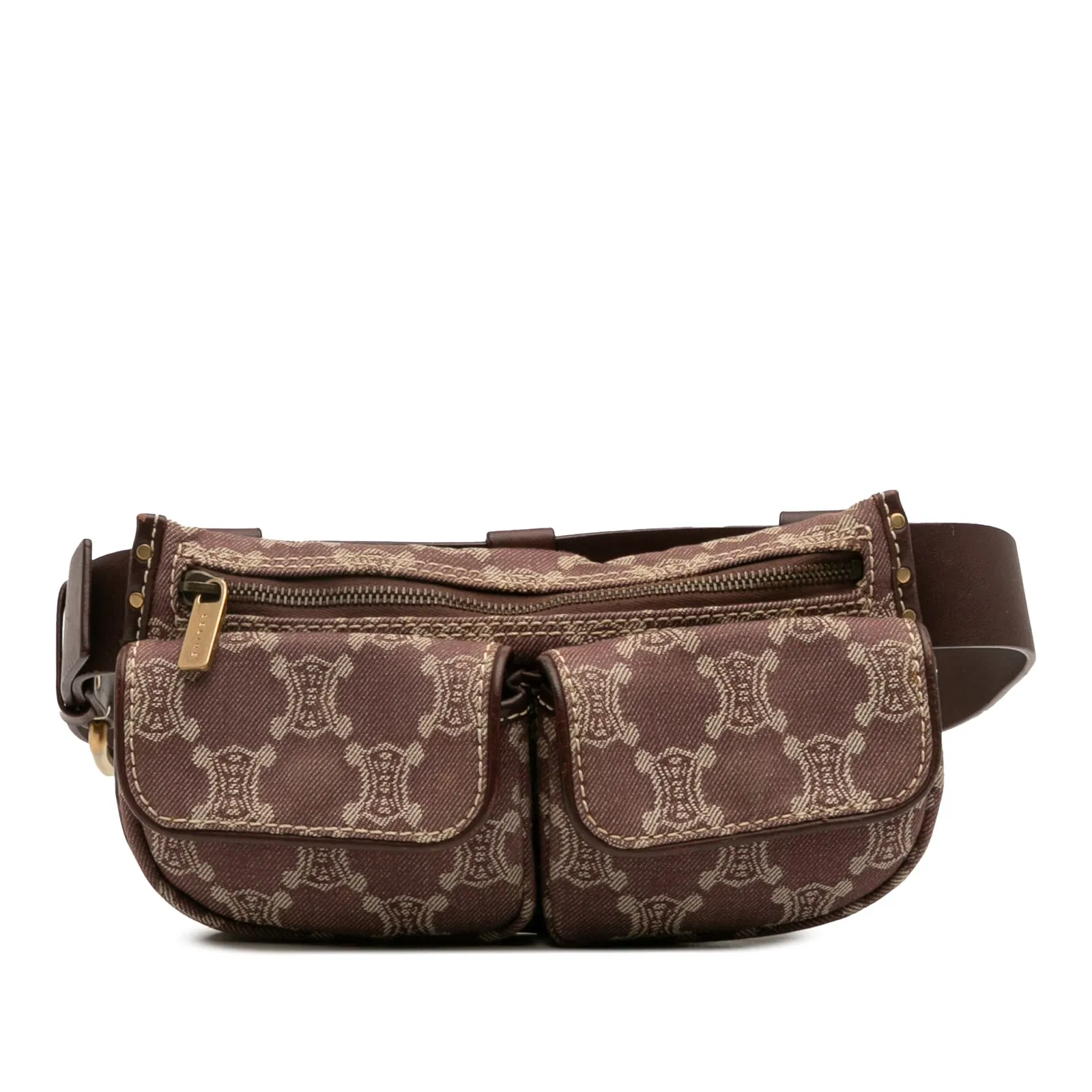 Celine Macadam Denim Belt Bag with Leather Trim