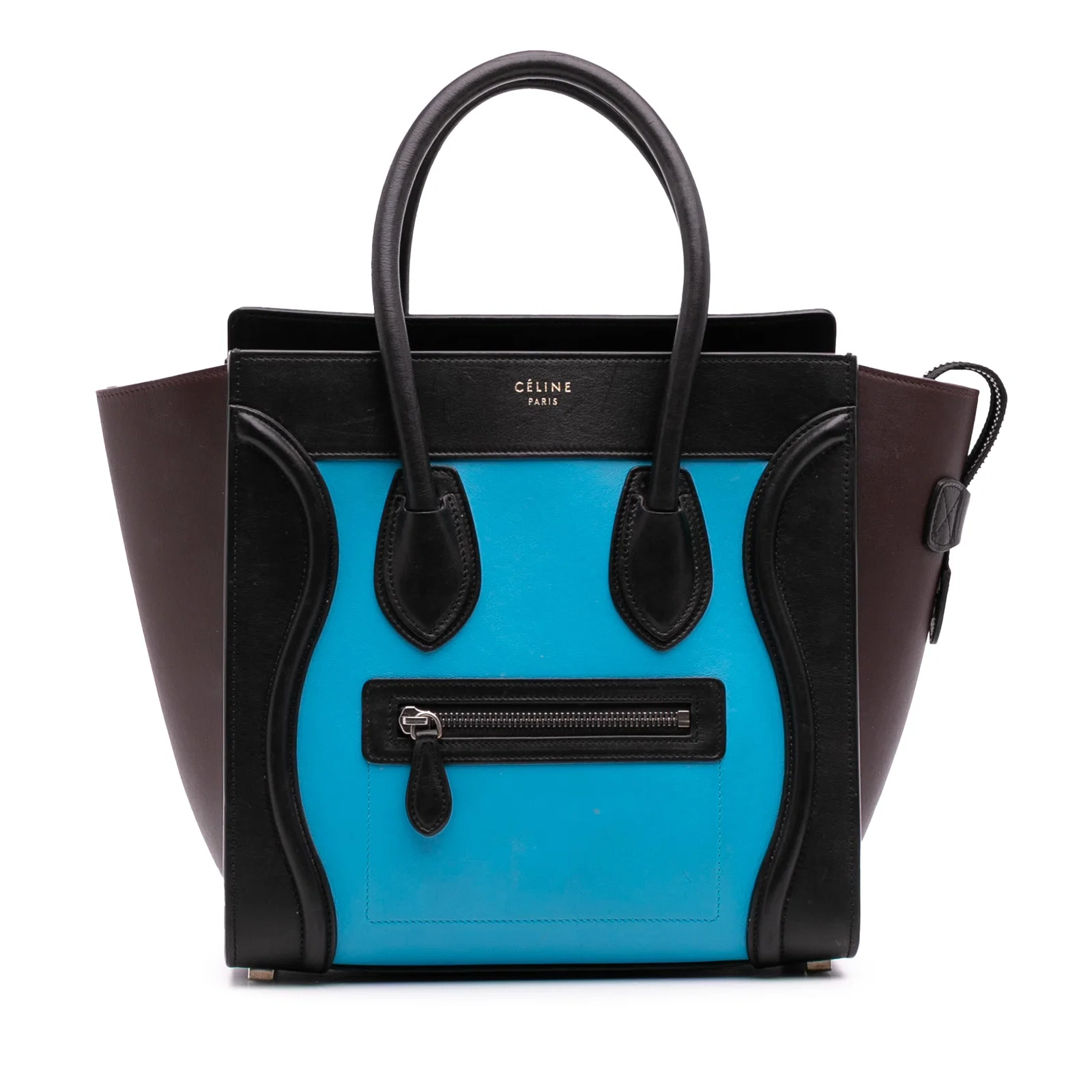 Celine Micro Luggage Tote Blue Leather Tricolor Bag Italy