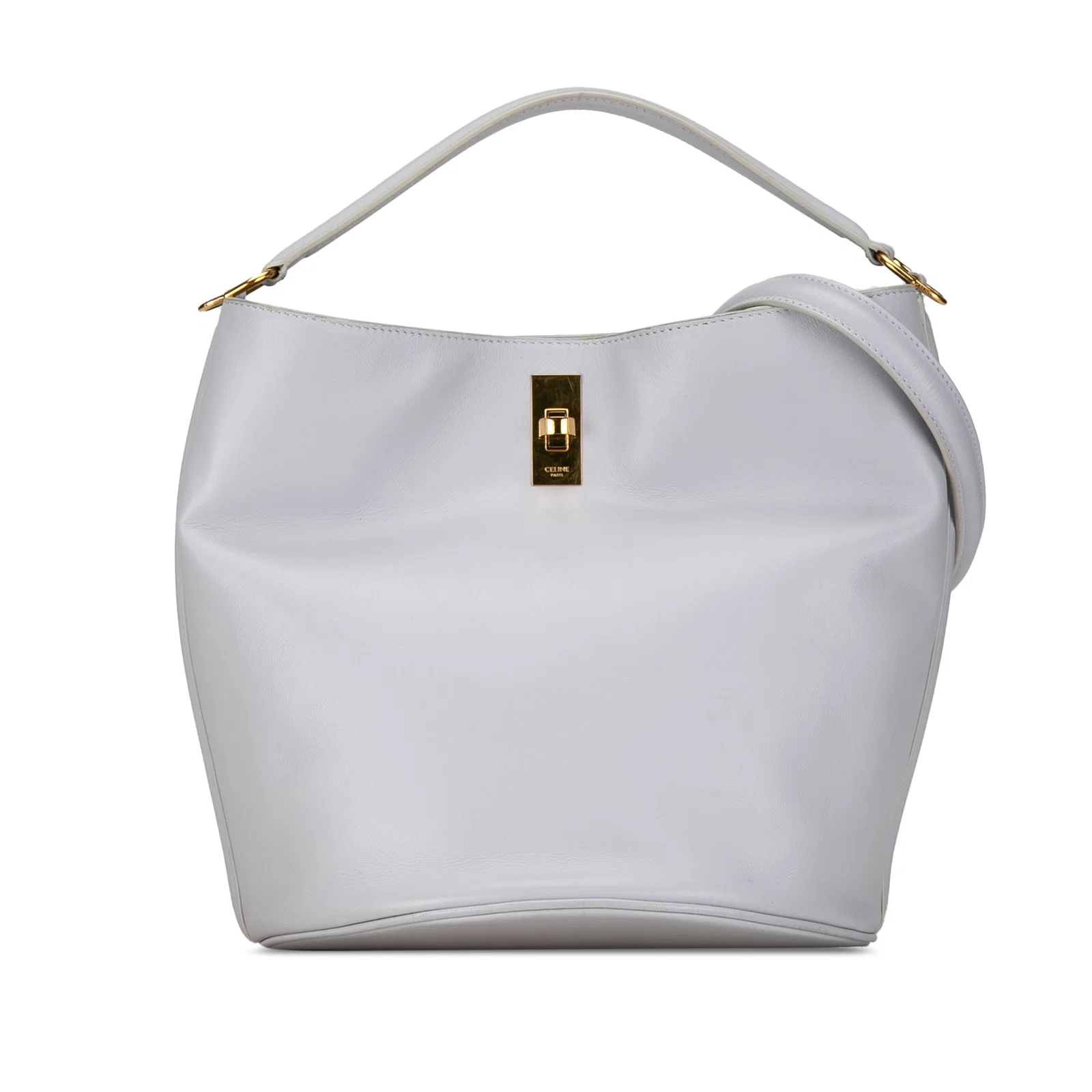 Celine Teen Bucket 16 Blue Leather Handbag with Turn-Lock Closure