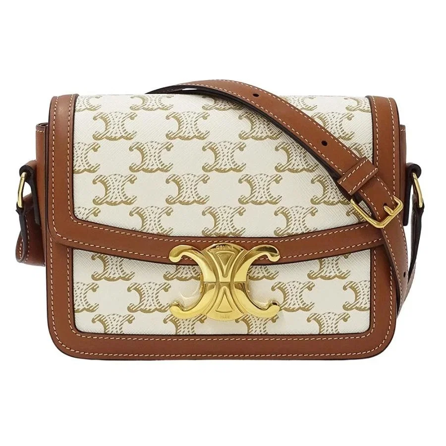 CELINE TEEN TRIOMPHE BAG CANVAS WHITE MINI SHOULDER BAG