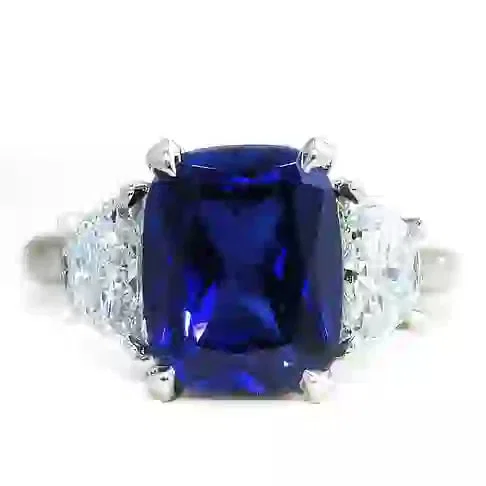 Certified 10 Carat lab grown sapphire 14kt Solid White Gold Ring
