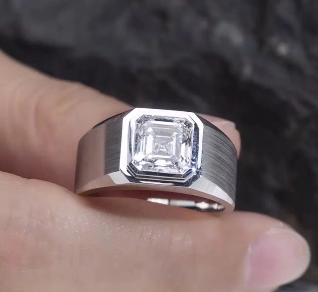 Certified 3.5 Carat Asscher Cut F VVS1 Lab Grown Diamond Engagement Ring 14KT Solid White Gold