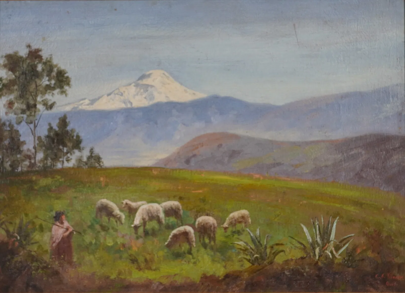 Cesar Villacres (Ecuadorian, 1880-1941) Oil on Canvas, Mountainside