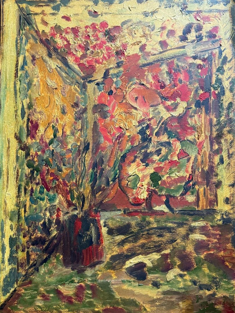 Chaim Soutine (1893-1943) Title: Interior with Flowers Technique: Oil on heavy paper