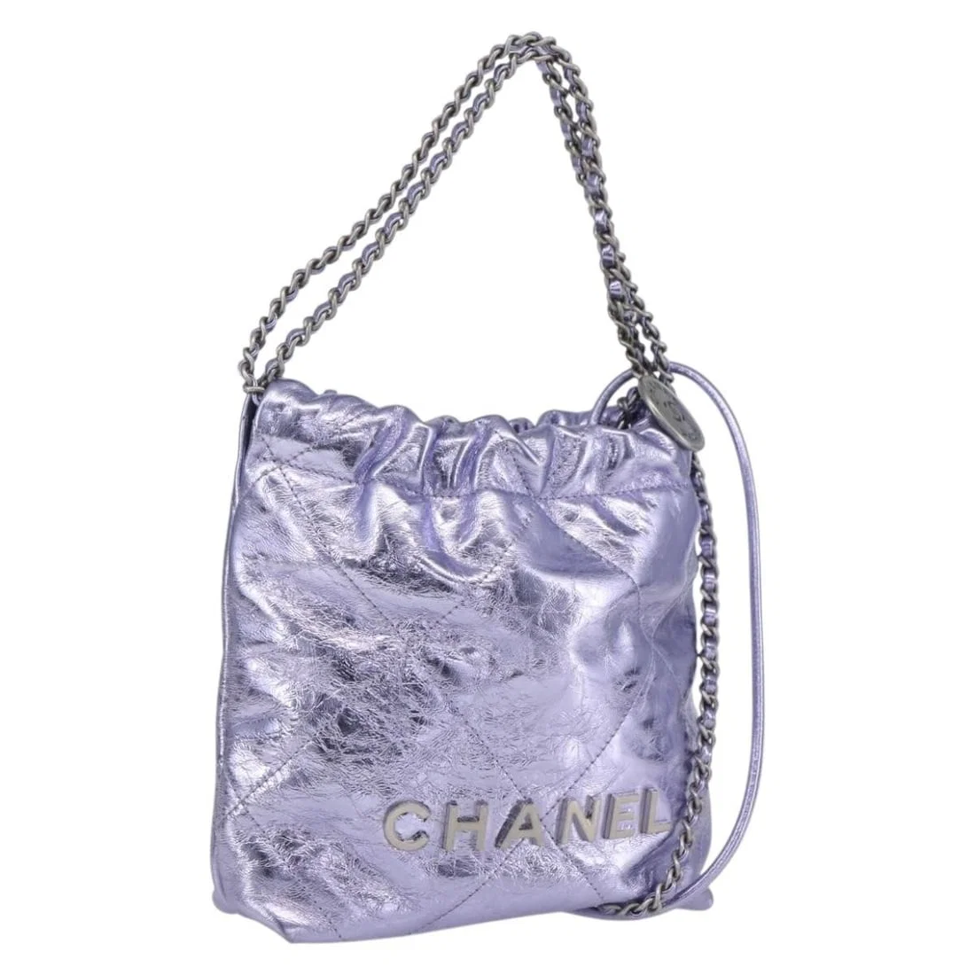 Chanel 22 Chain Hobo Purple Quilted Calfskin Leather Bag