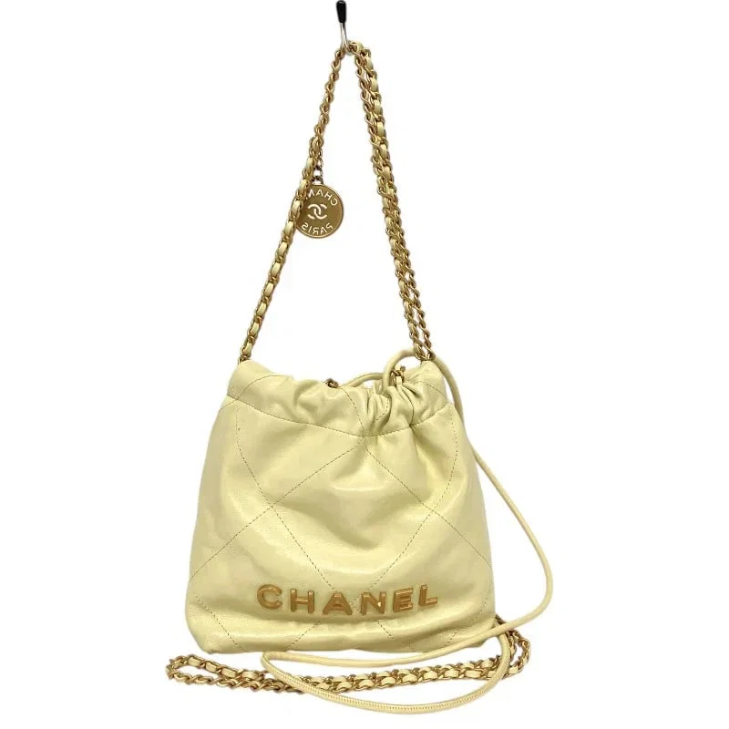 CHANEL 22 MINI BAG LIME GHW SHINY CALF SHOULDER BAG