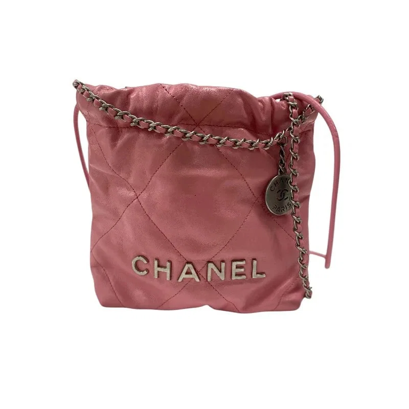 CHANEL 22 MINI BAG PINK SHW SHINY CALFSKIN SHOULDER BAG