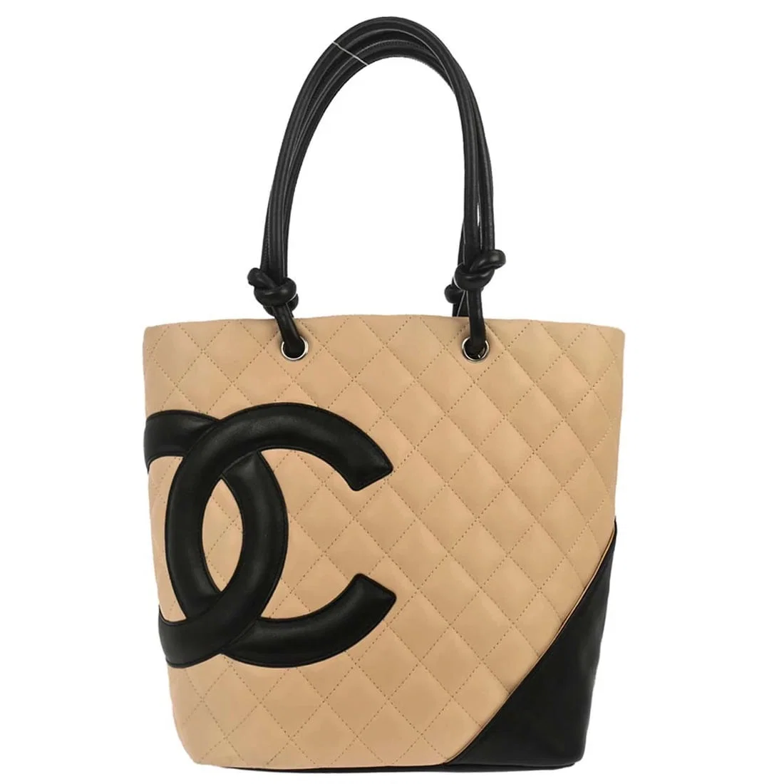 CHANEL BEIGE CALFSKIN CAMBON LIGNE TOTE HANDBAG