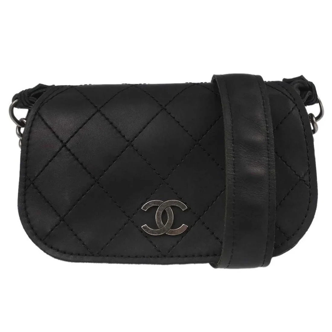 CHANEL BLACK CALFSKIN PARIS-EDINBURGH HIGHLANDER BAG