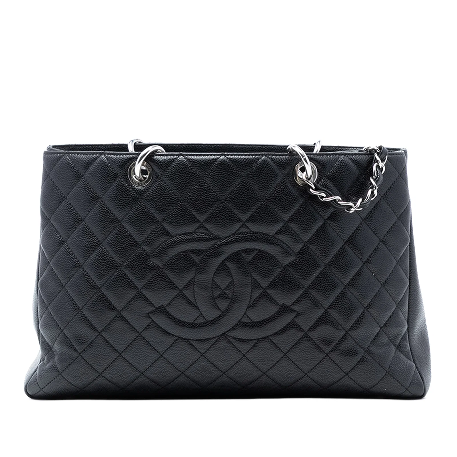 Chanel Black Caviar Leather Grand Shopping Tote XL with Chain Straps