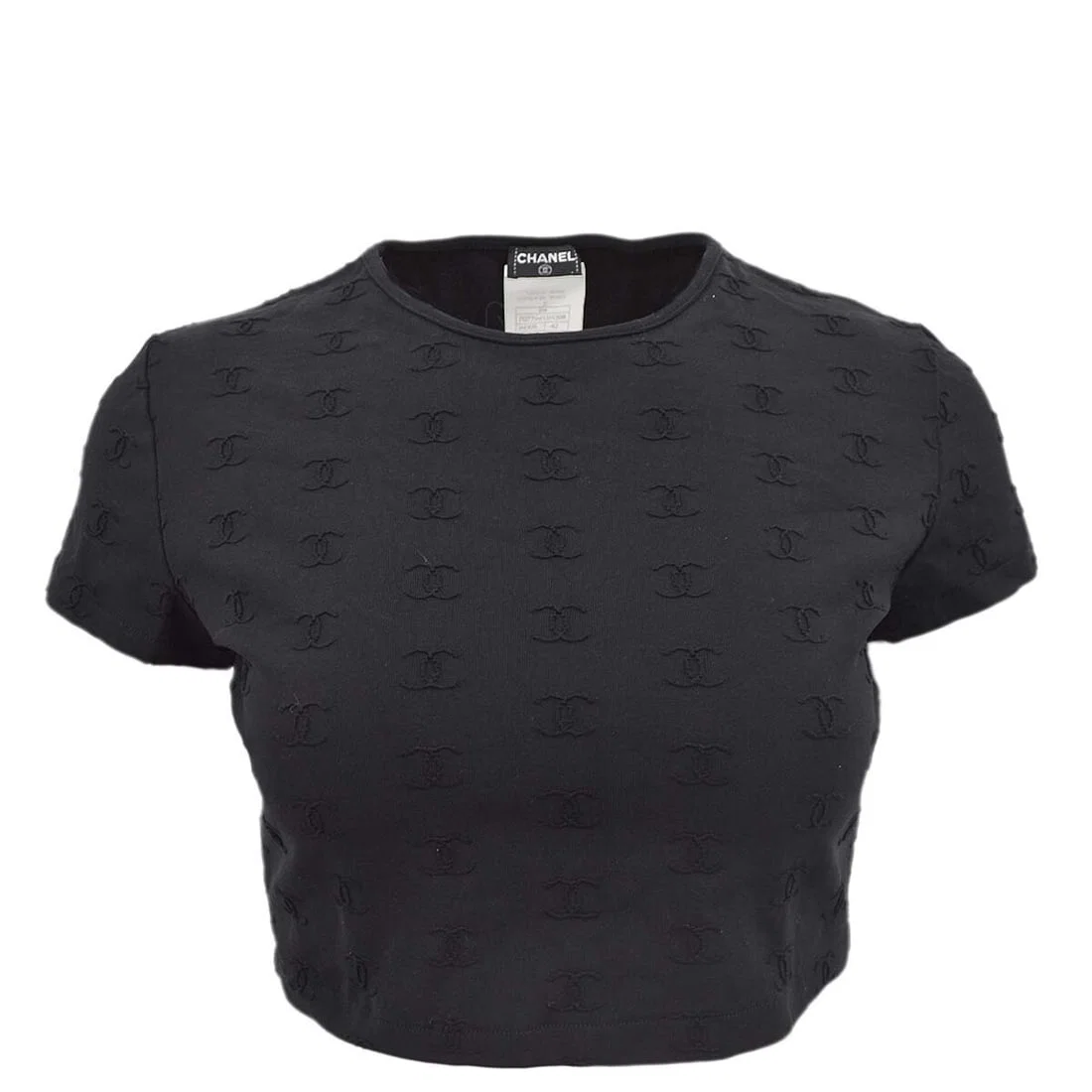 Chanel Black Cropped T-shirt Short Sleeve Size 42