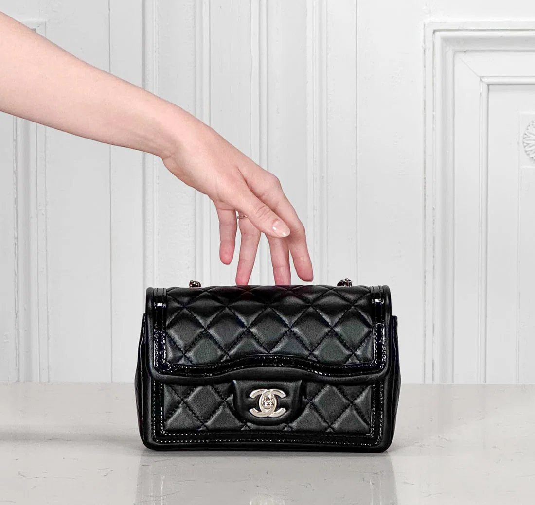 Chanel Black Flap Bag With Patent Trim - 2023