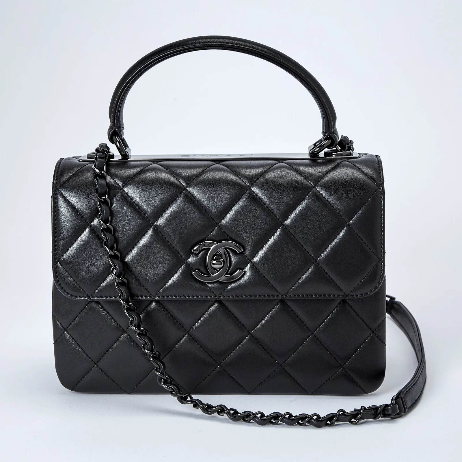 Chanel Black Lambskin Leather ‘Trendy’ Flap Bag