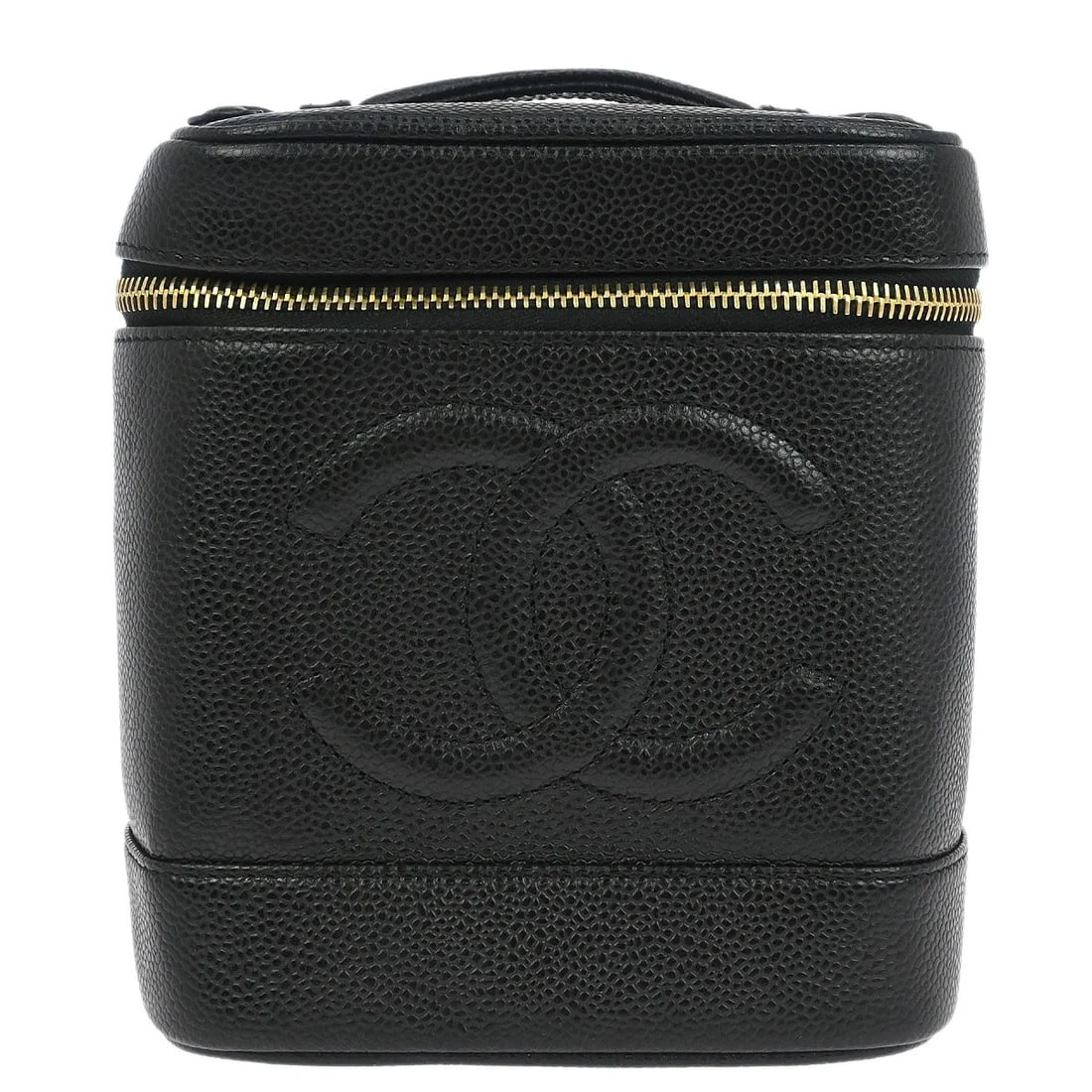 Chanel Black Leather Vintage Timeless Women's Cosmetic Case